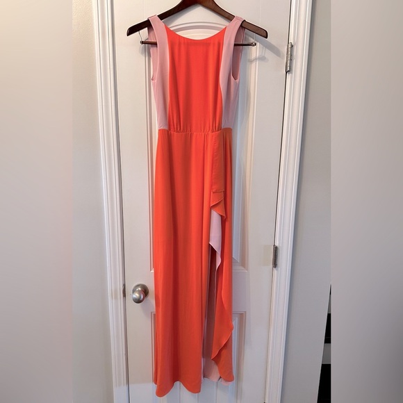 BCBGMAXARIA Scarleta Color-Block Orange and Pink Gown Dress Size 0 - Picture 3 of 12
